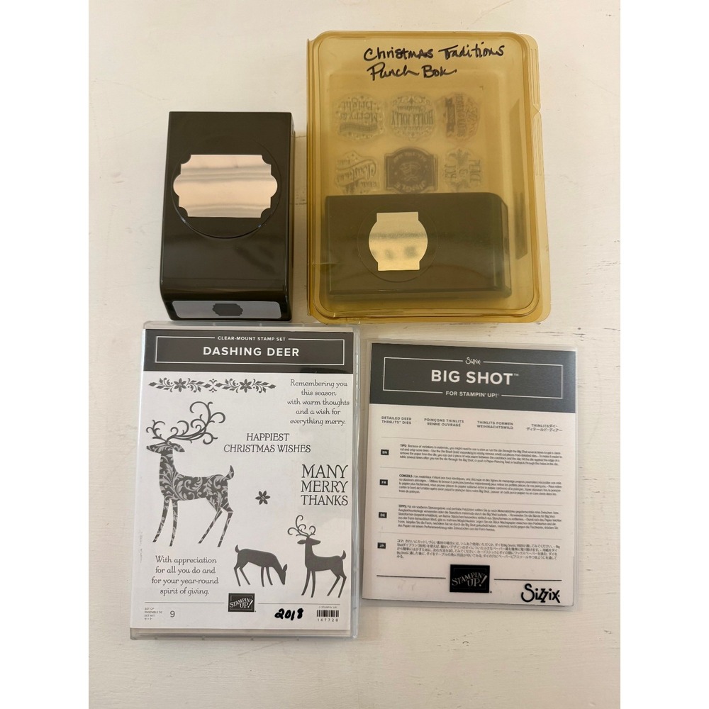 Stampin Up! Label Die cuts Christmas Traditions Dashing Detailed Deer Thinlits